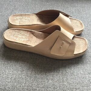 Kork-Ease Mesa Gold Leather Slide Sandals NWT Size 7